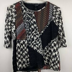 Ali Miles Tunic Top Womens Small Boho Stretch Mixed Knit Textured Art To Wear